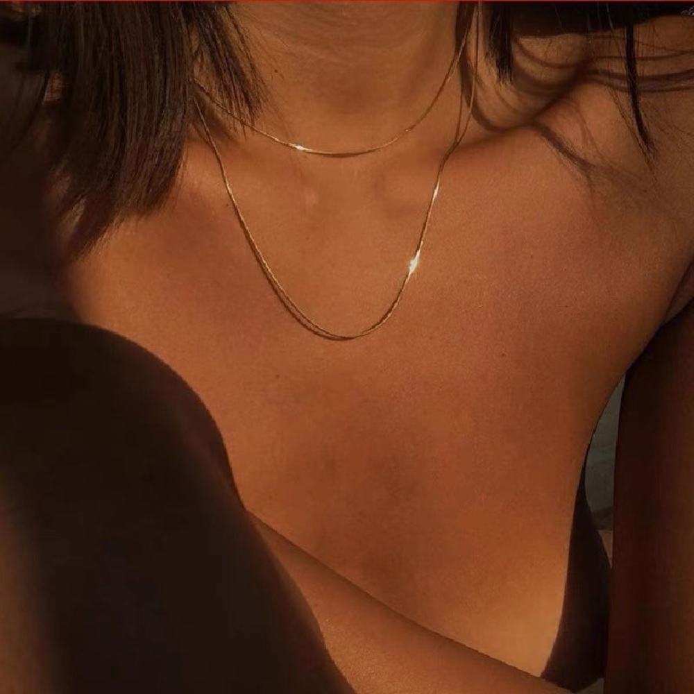 Snake chain necklacelayered necklace Double layered necklace thin chain necklace